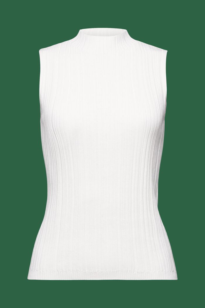 Ribbed Sleeveless Sweater, WHITE, detail image number 6