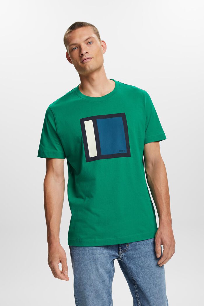 Jersey T-shirt with print, 100% cotton, DARK GREEN, detail image number 0