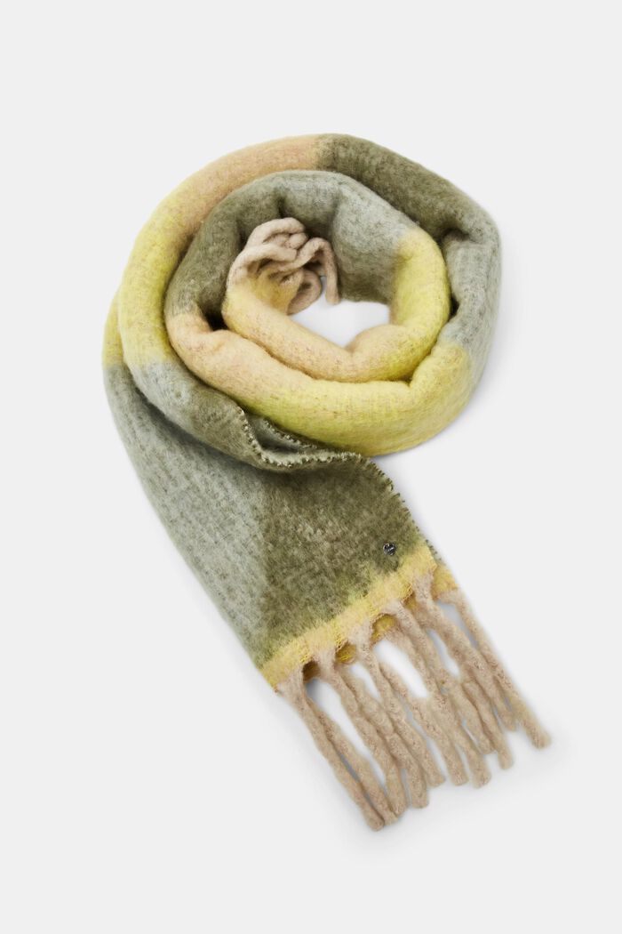 羊毛混紡厚圍巾, 米色, detail image number 0