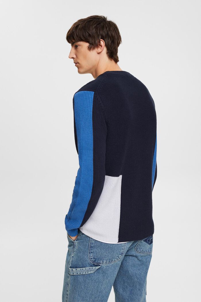 Knitted colour block jumper, NAVY, detail image number 4