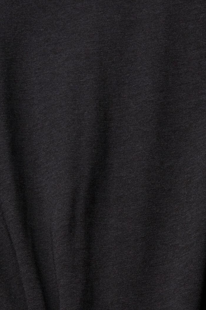 T-shirt with band collar, TENCEL™, BLACK, detail image number 1