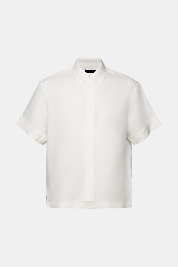 ‌亞麻混紡短袖恤衫, 白色, detail image number 5