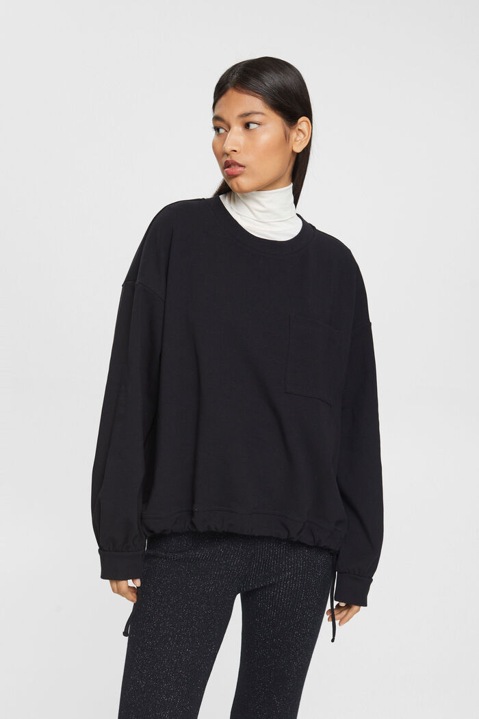 Sweatshirt with drawstring hem, BLACK, detail image number 0