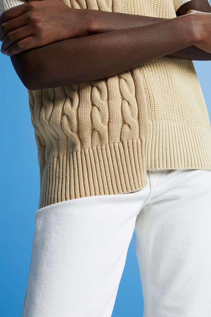 Mixed pattern chunky knit slipover, BEIGE, detail image number 4