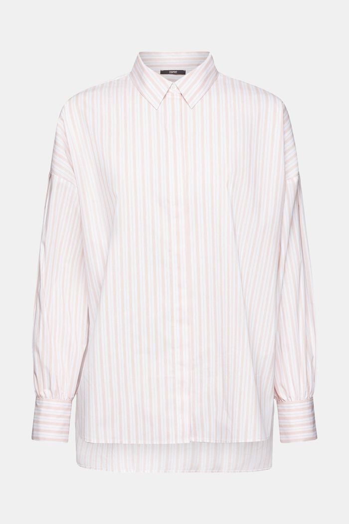 Striped oversized high low blouse, WHITE, detail image number 7