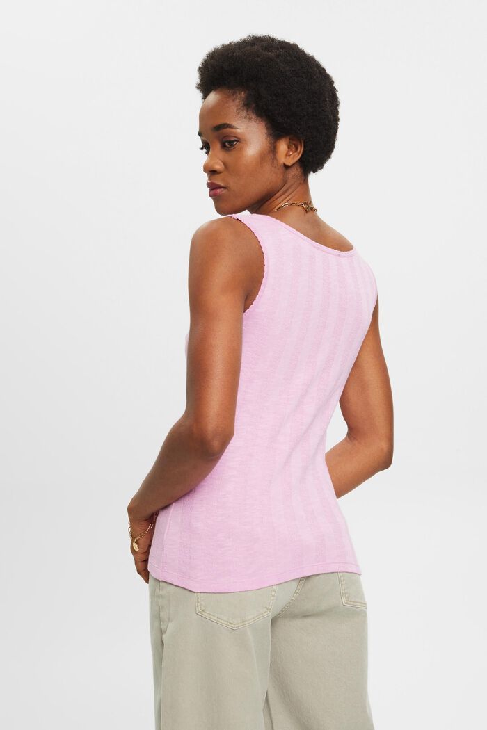 Textured rib effect cotton vest top, LILAC, detail image number 3