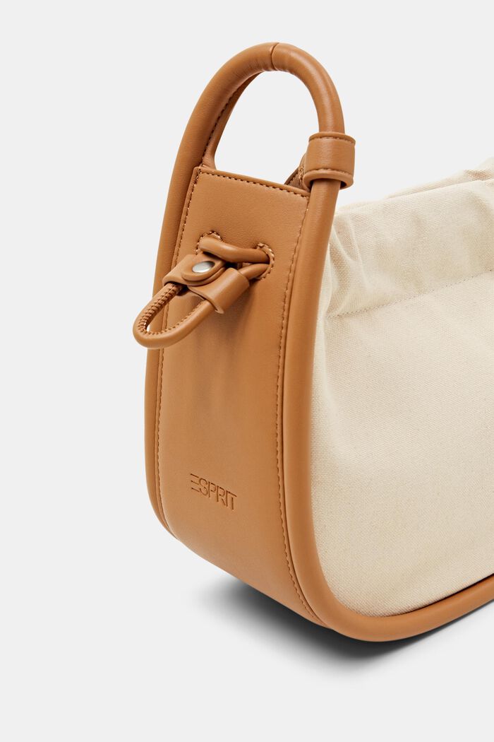 Vegan Leather-Trimmed Shoulder Bag, SAND, detail image number 1