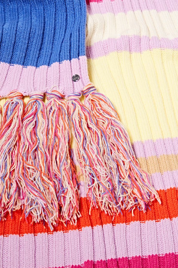 Fringed scarf with coloured stripes, PINK FUCHSIA, detail image number 1