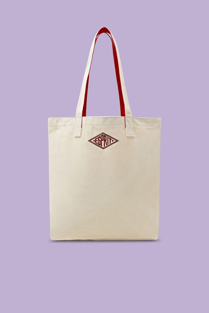 Logo Cotton Tote Bag, 米色, detail image number 0