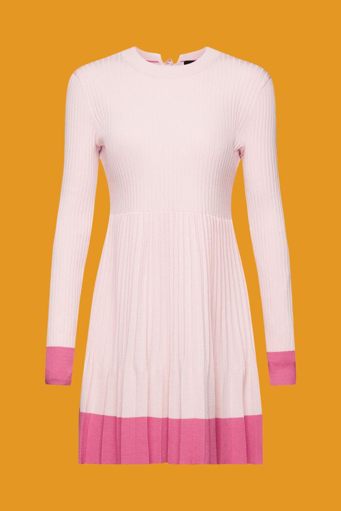 Pleated mini dress with long-sleeves & crewneck, PINK, detail image number 6