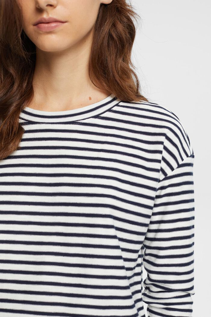Striped long sleeve, 100% cotton, OFF WHITE, detail image number 0