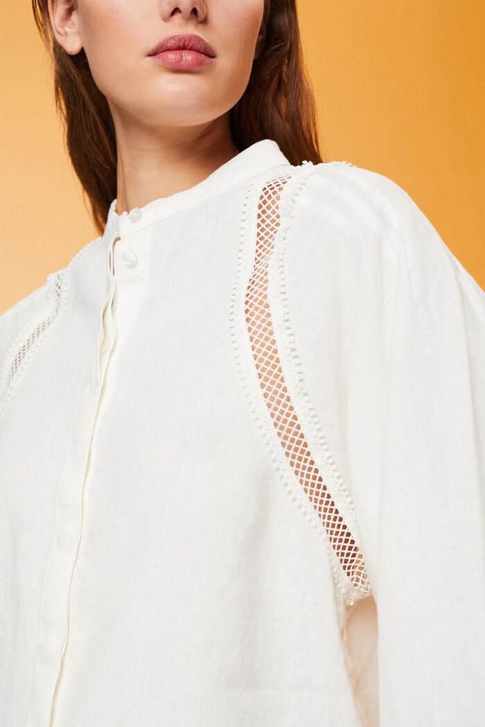 梭織亞麻女裝襯衫, 白色, detail image number 2