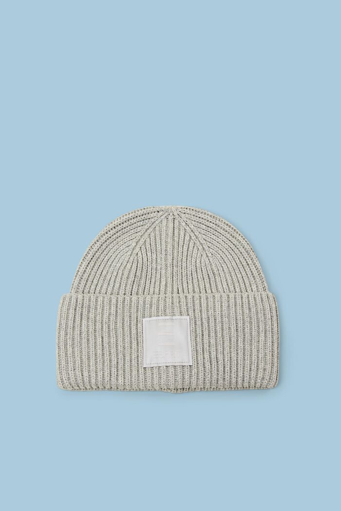 羅紋針織棉質圓帽, 淺灰色, detail image number 0