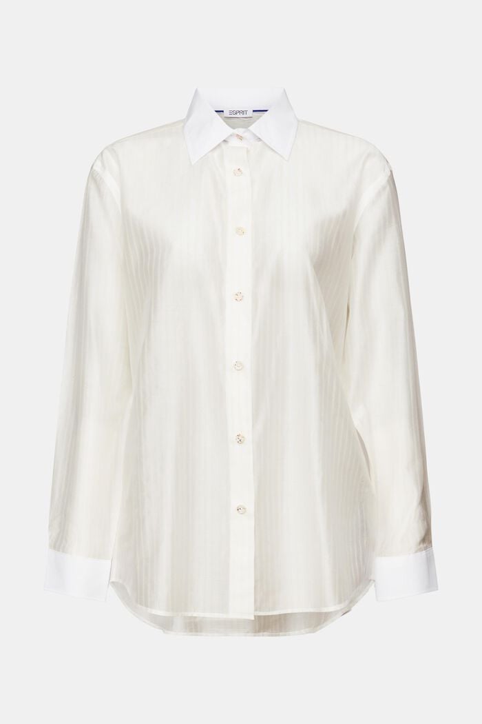Sheer Striped Button-Down Shirt, ICE, detail image number 5