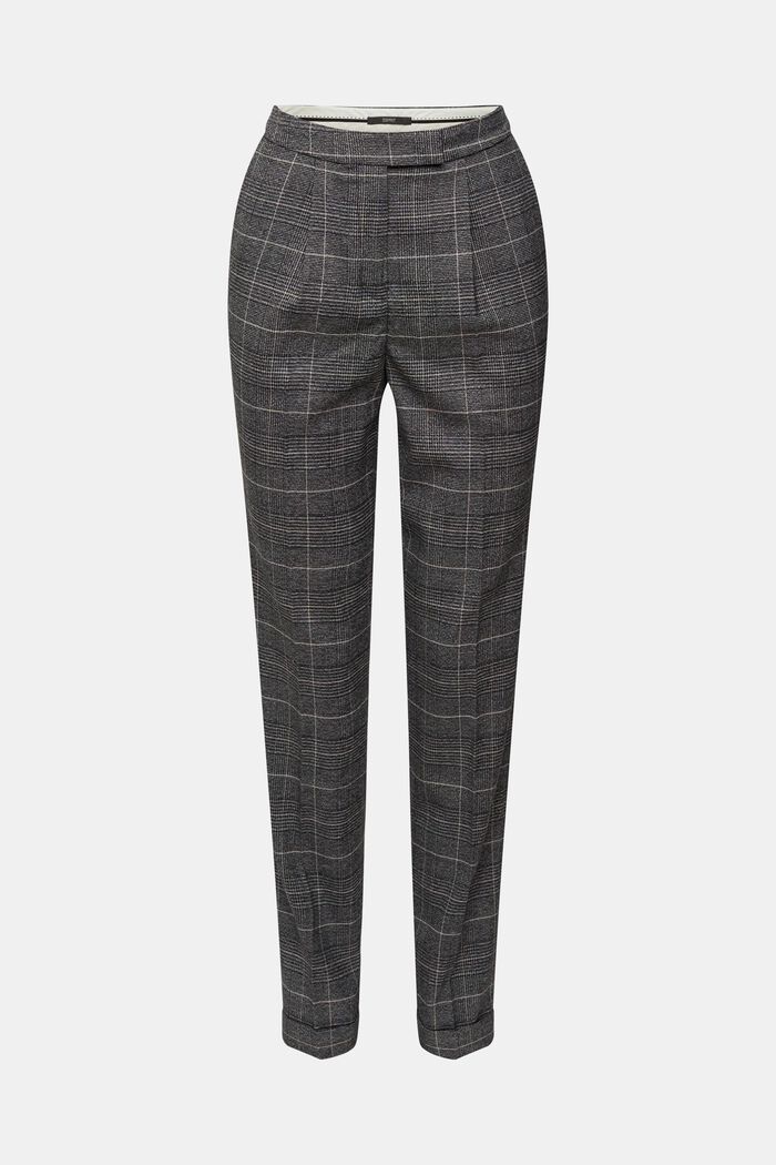 Checked high-rise trousers, GUN METAL, detail image number 7