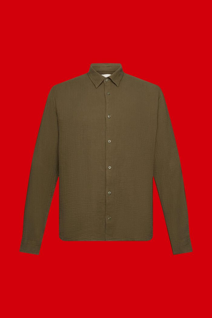 再生棉質平紋細布襯衫, 軍綠色, detail image number 6