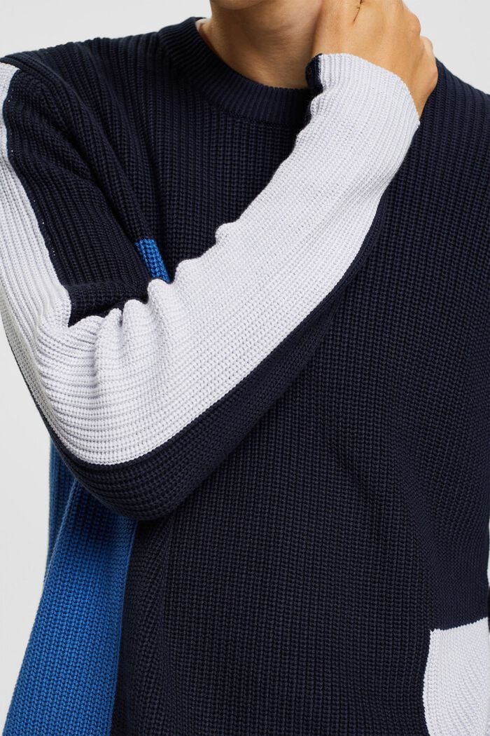 Knitted colour block jumper, NAVY, detail image number 3
