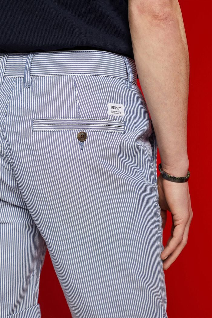 Striped chino shorts, 100% cotton, BLUE, detail image number 4