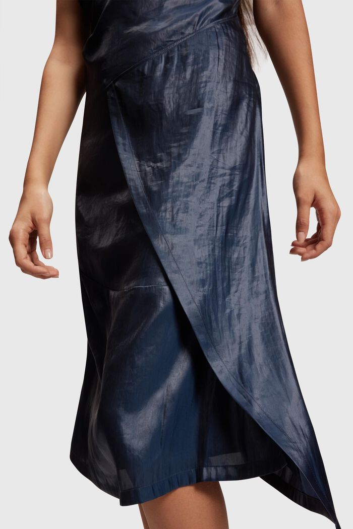 Twisted back metallic slip dress, NAVY, detail image number 2