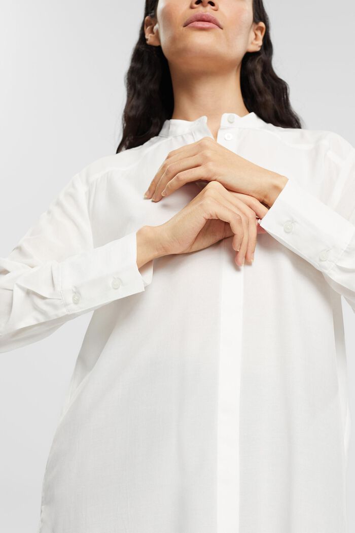Blouse with banded collar, OFF WHITE, detail image number 0