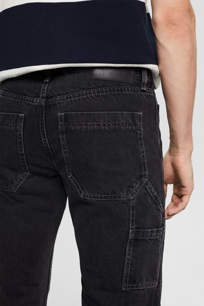 Mid-Rise Straight Jeans, BLACK DARK WASH, detail image number 3