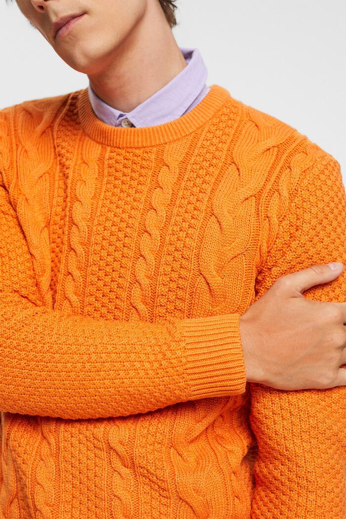 絞花針織毛衣, 橙金色, detail image number 0