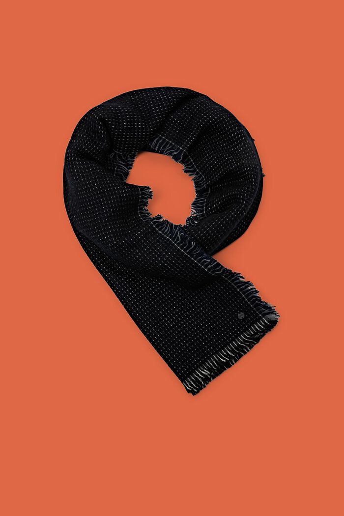 Structured Woven Scarf, NAVY, detail image number 0