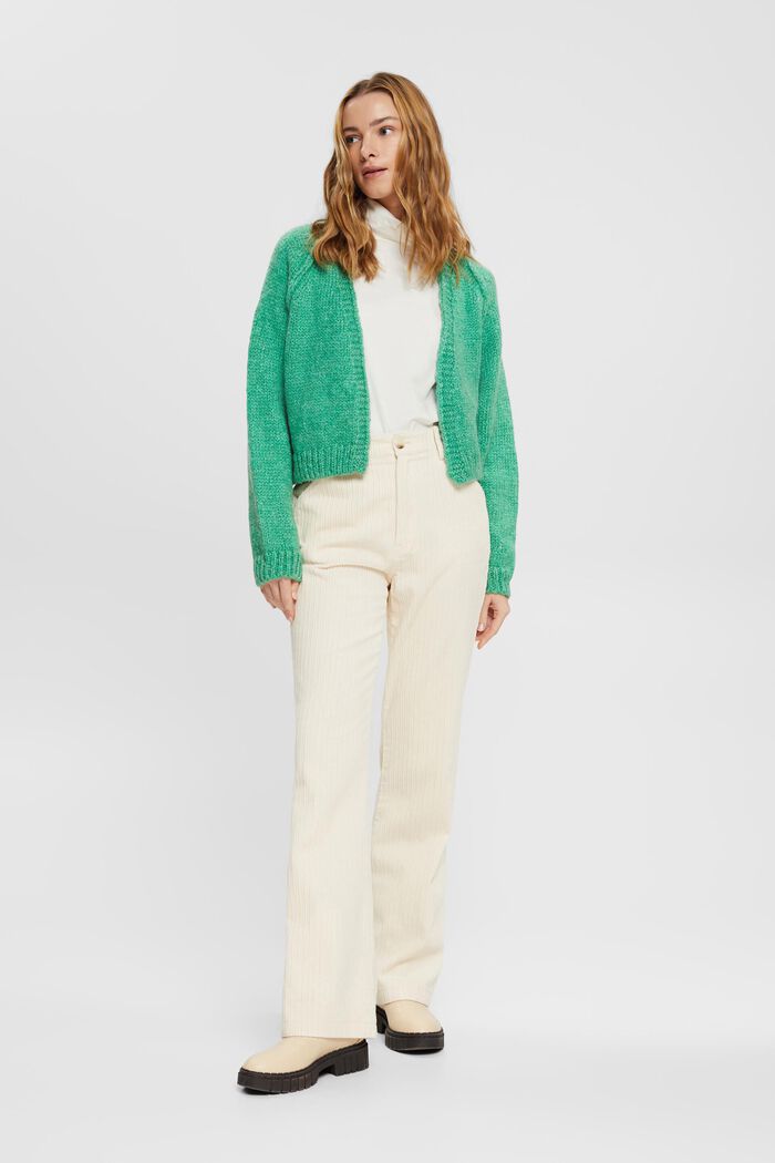 Cropped wool blend cardigan, LIGHT GREEN, detail image number 4