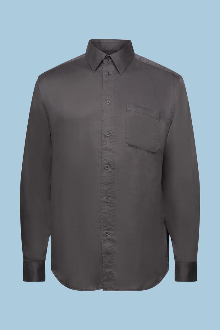 緞面長袖恤衫, 深灰色, detail image number 6