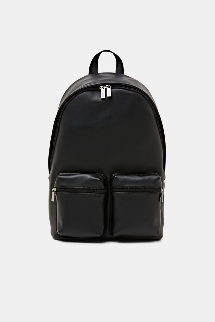 Vegan Leather Zip Pouch Backpack, BLACK, detail image number 0