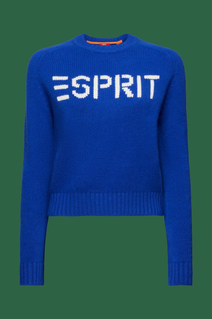 Wool Cashmere Logo Sweater, BRIGHT BLUE, detail image number 6