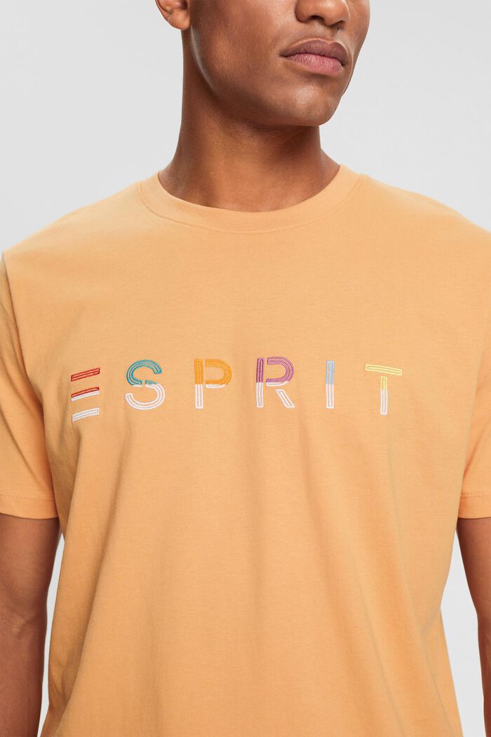 Jersey T-shirt with an embroidered logo, PEACH, detail image number 0