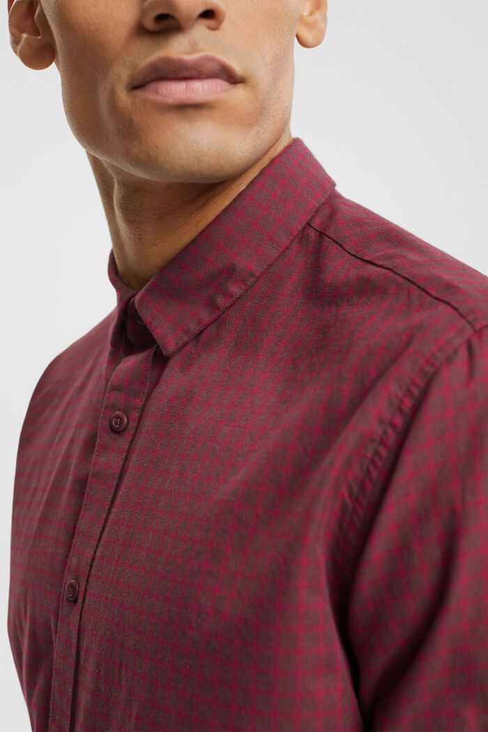 格紋修身襯衫, 酒紅色, detail image number 0