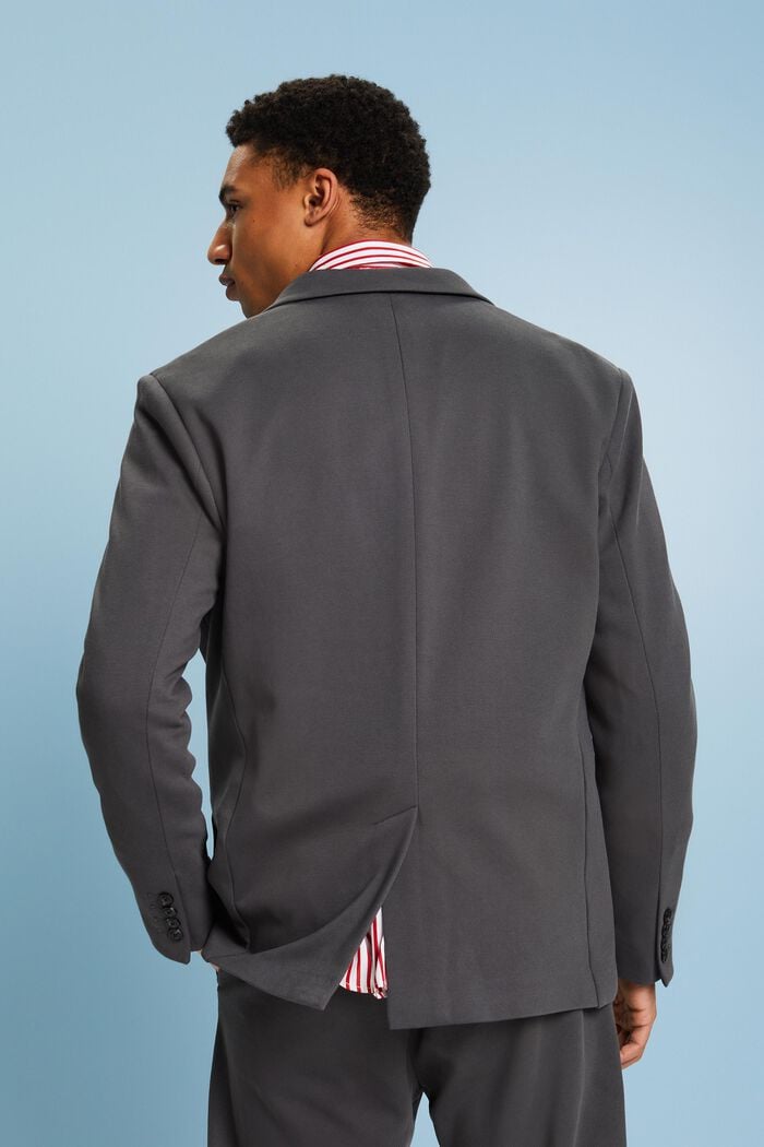 Textured Piqué-Jersey Blazer, DARK GREY, detail image number 2