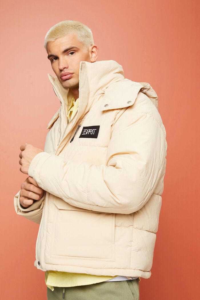 Oversized short length puffer jacket, CREAM BEIGE, detail image number 0