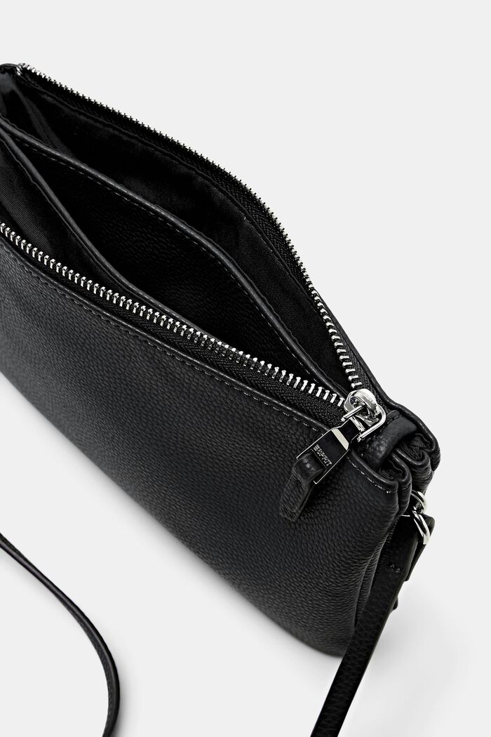 Faux Leather Shoulder Bag, BLACK, detail image number 3