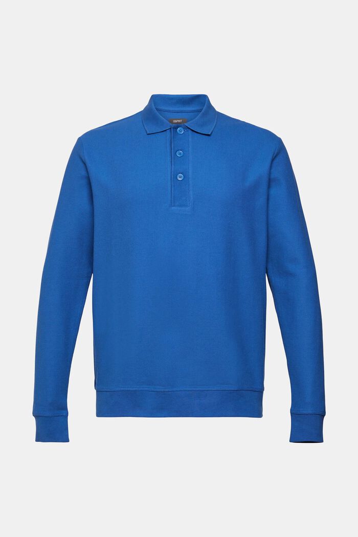 Long sleeve piqué polo shirt, BLUE, detail image number 2