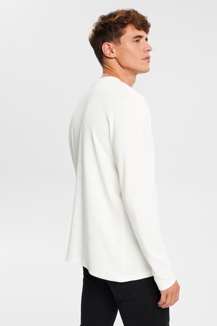 Waffle piqué long sleeve top, OFF WHITE, detail image number 4