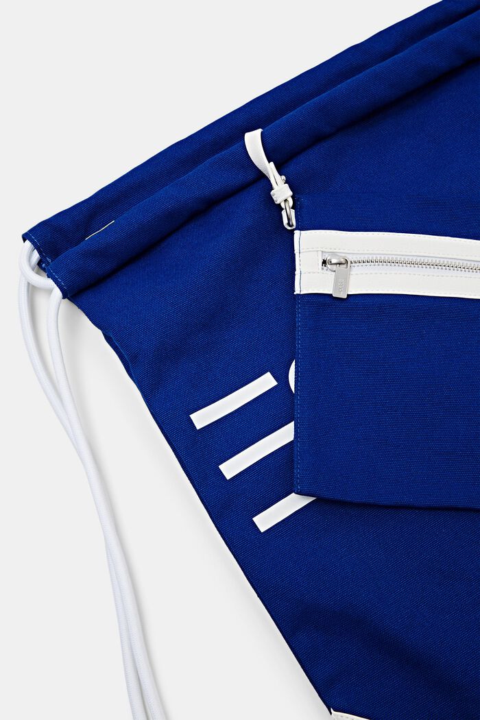 LOGO標誌棉質帆布抽繩背囊, 藍色, detail image number 1