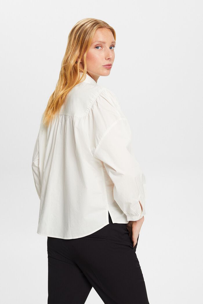 Poplin blouse, 100% cotton, OFF WHITE, detail image number 1