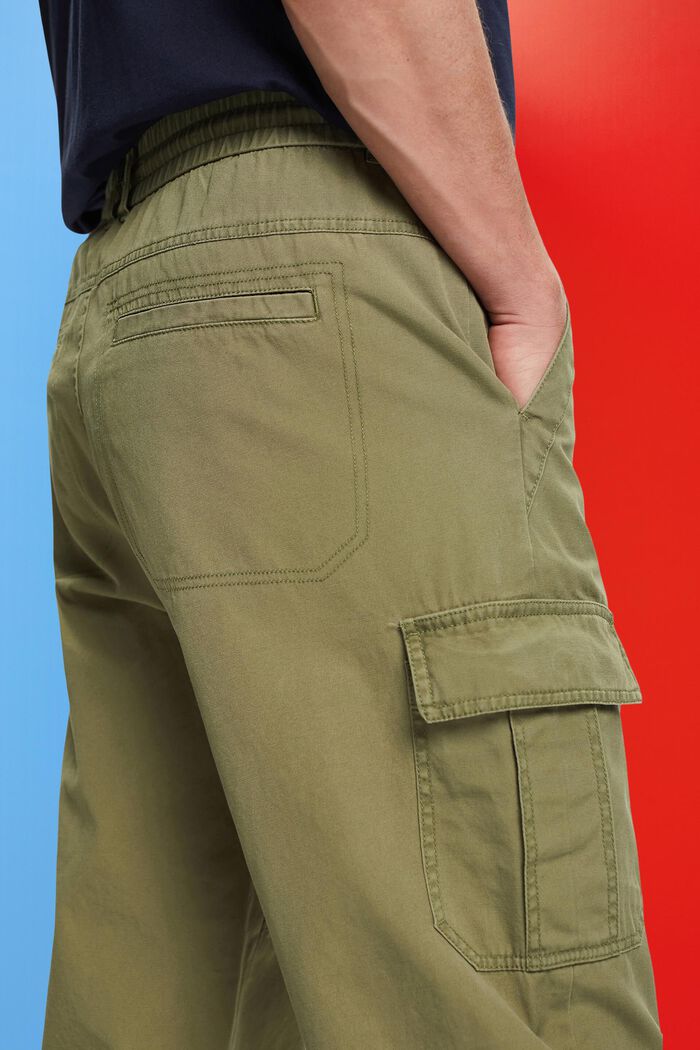 Cotton jogger-style tapered cargo trousers, OLIVE, detail image number 4