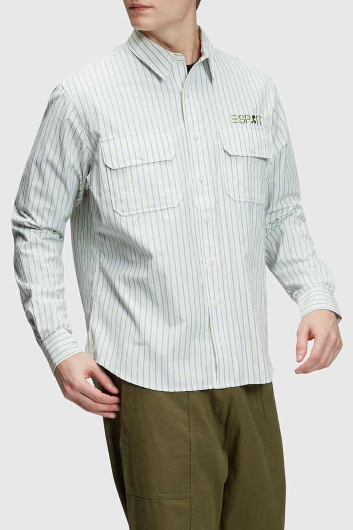 寬鬆版型條紋襯衫, 綠色, detail image number 0