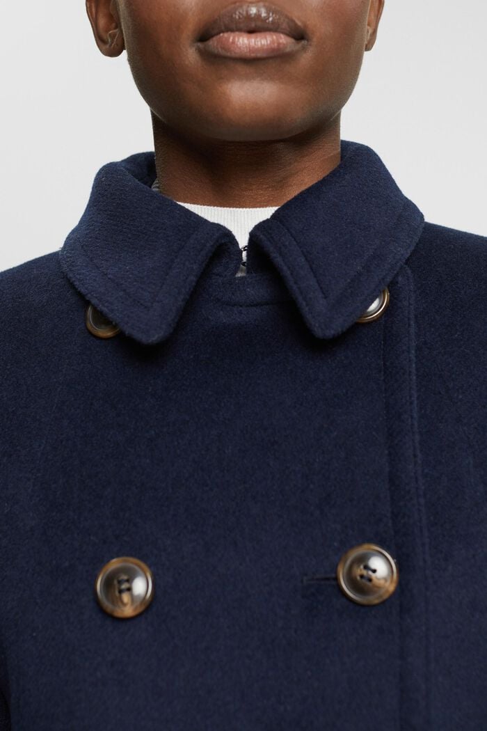 Double breasted wool blend coat, NAVY, detail image number 2