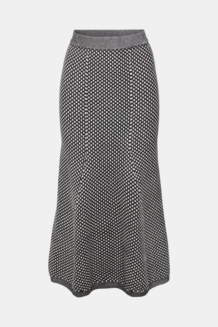 雙色紋理針織半身裙, 黑色, detail image number 5
