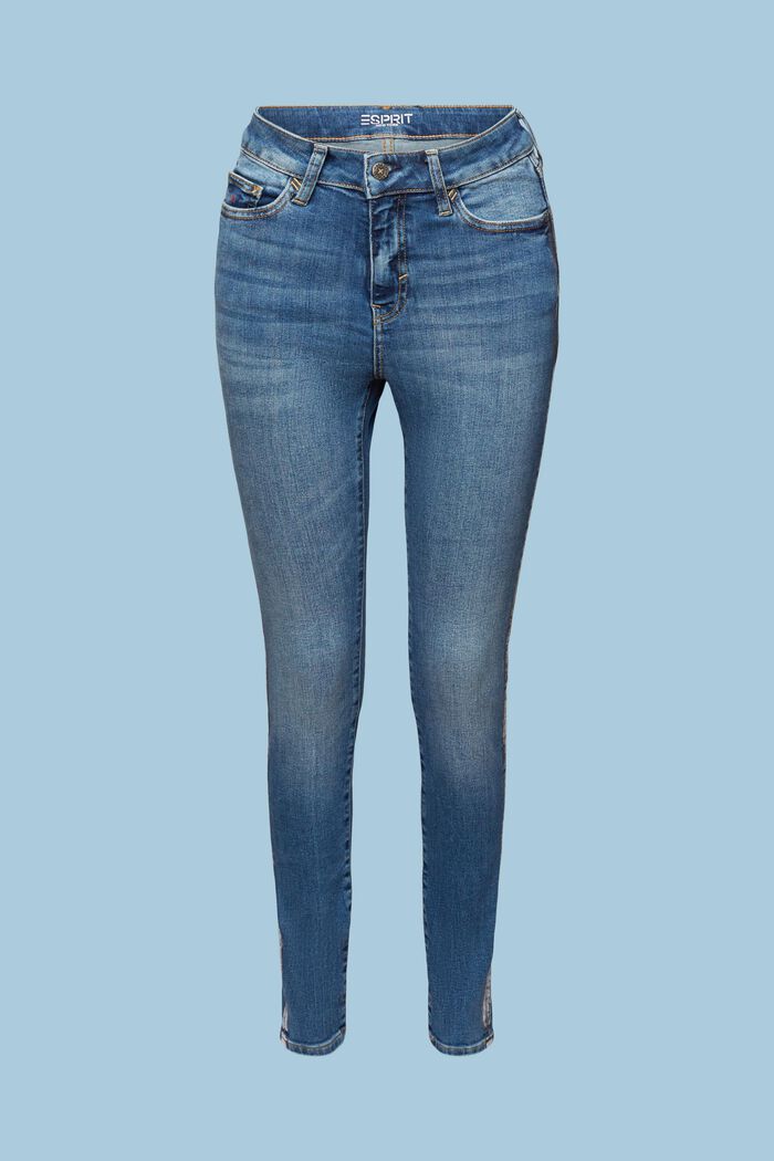 High-Rise Metallic Skinny Jeans, BLUE MEDIUM WASH, detail image number 7