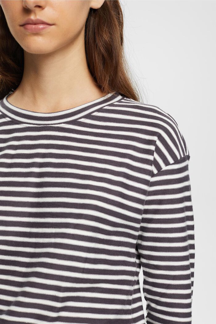 Striped long sleeve, 100% cotton, ANTHRACITE, detail image number 0