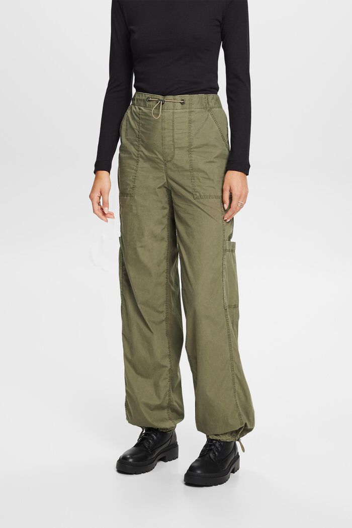 Pull-on cargo trousers, 100% cotton, KHAKI GREEN, detail image number 0
