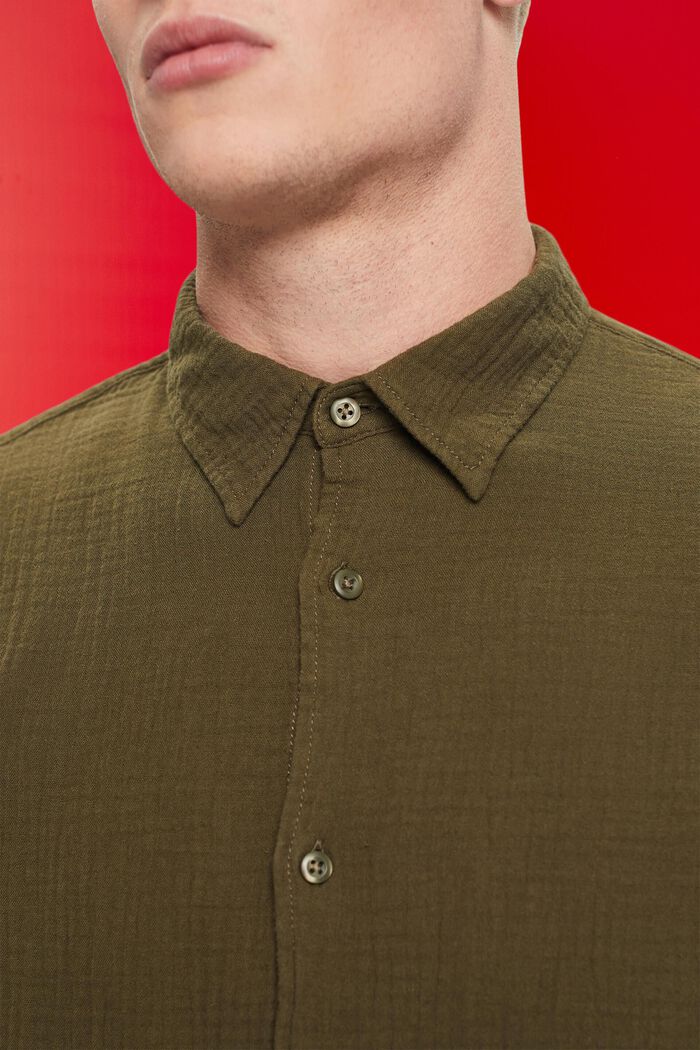 再生棉質平紋細布襯衫, 軍綠色, detail image number 2