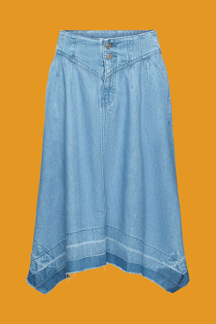 Asymmetrical denim skirt, BLUE LIGHT WASHED, detail image number 8