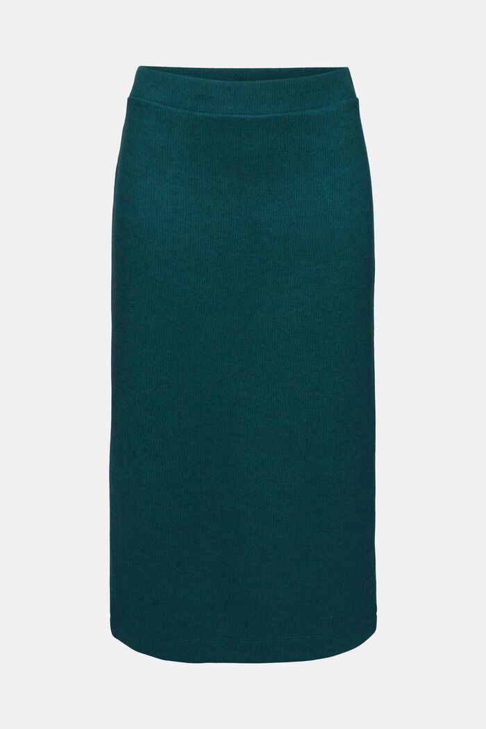 Rib-Knit Midi Skirt, EMERALD GREEN, detail image number 6